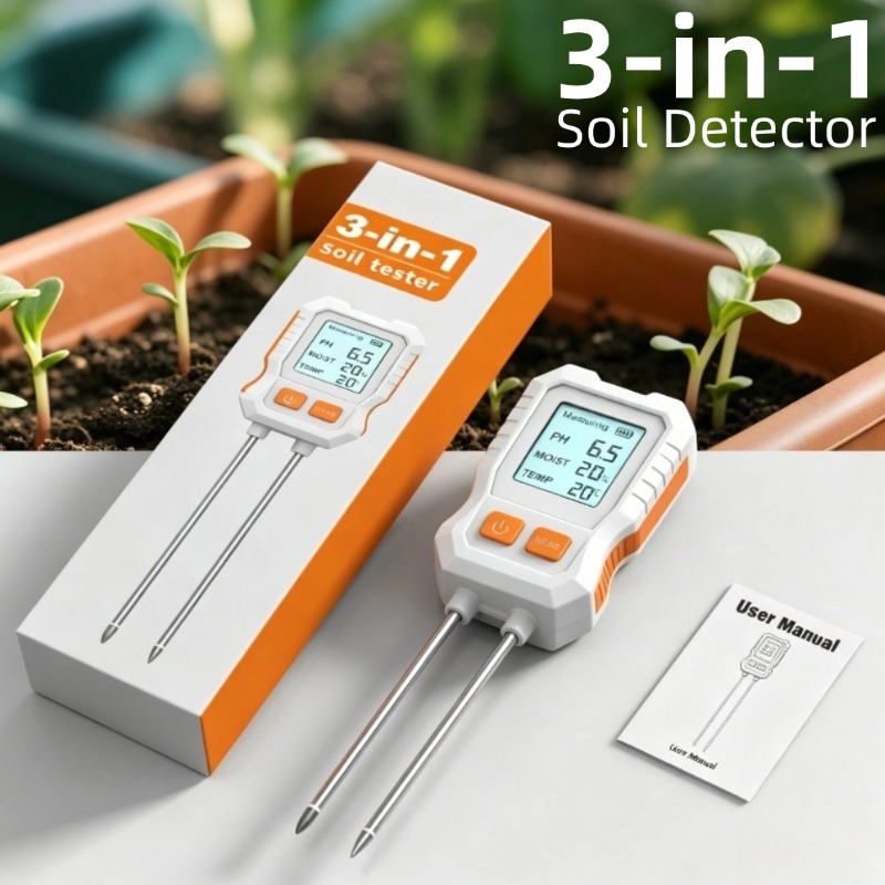 Ph Meter - 3-in-1 Digital Soil Tester with Dual