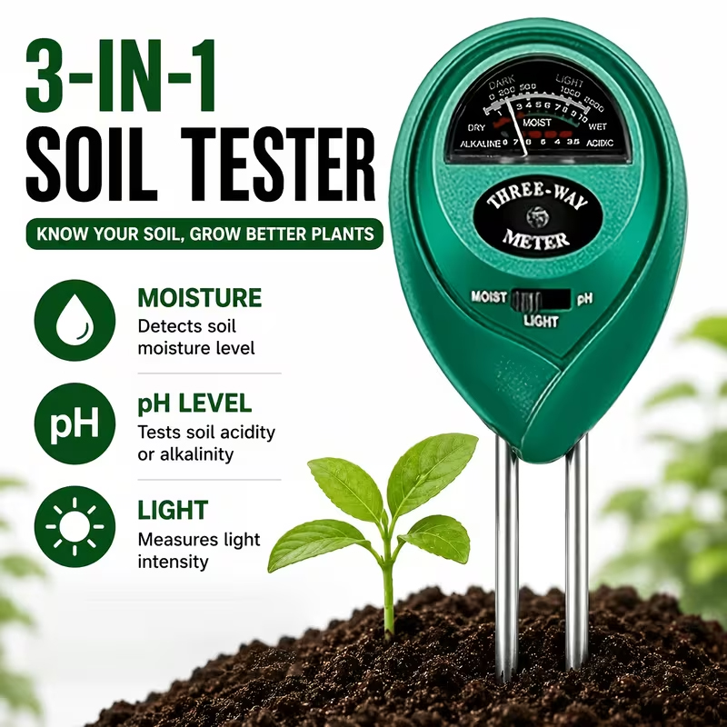 Ph Meter - 3-in-1 Soil Tester (Moisture, PH, and