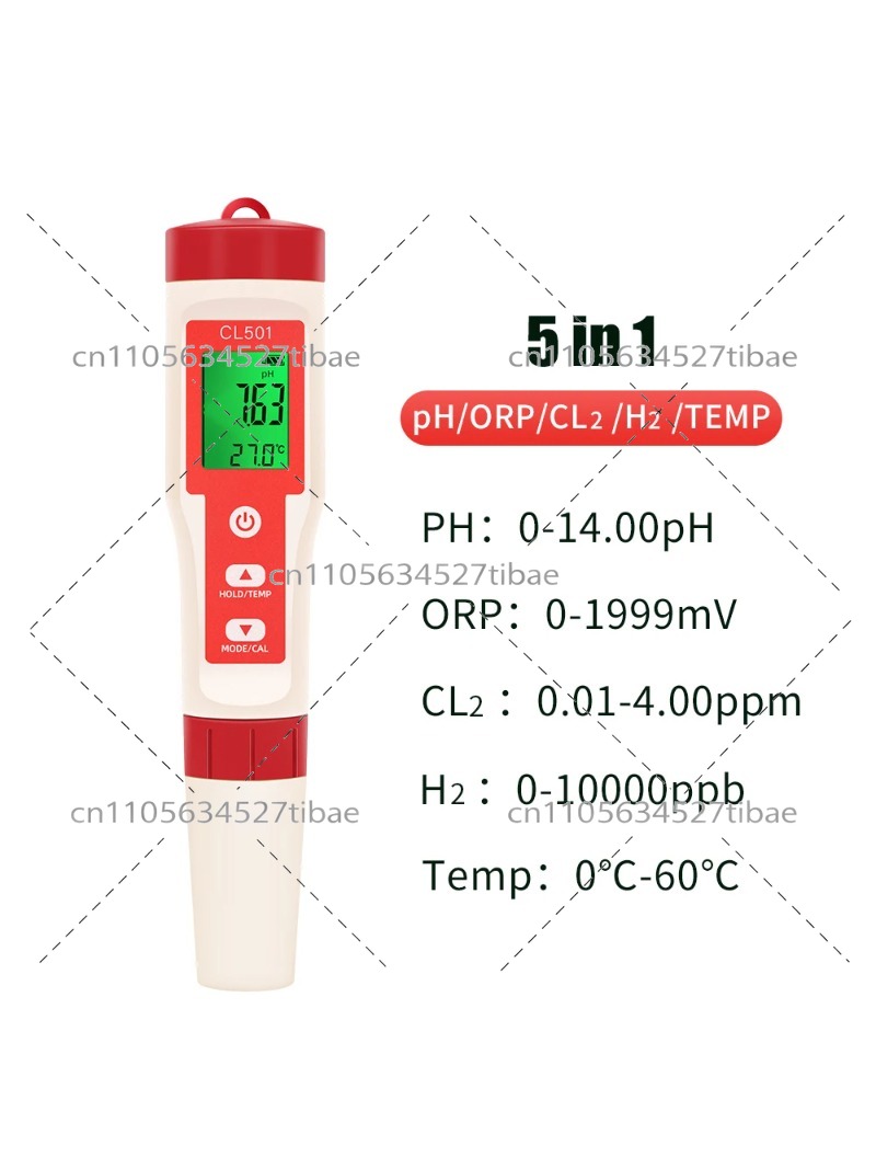 5 in 1 Chlorine Meter Pen Wate - Ph Meter recension och pris